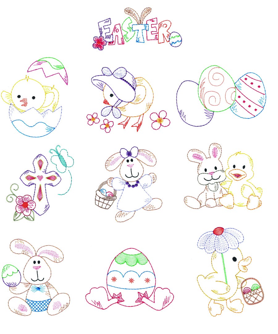 Vintage Stitch Easter Machine Embroidery Designs by JuJu