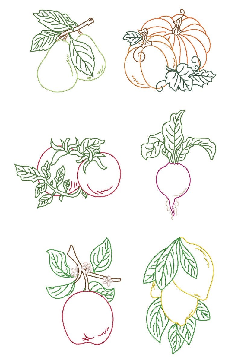 Vintage Produce Machine Embroidery Designs by JuJu
