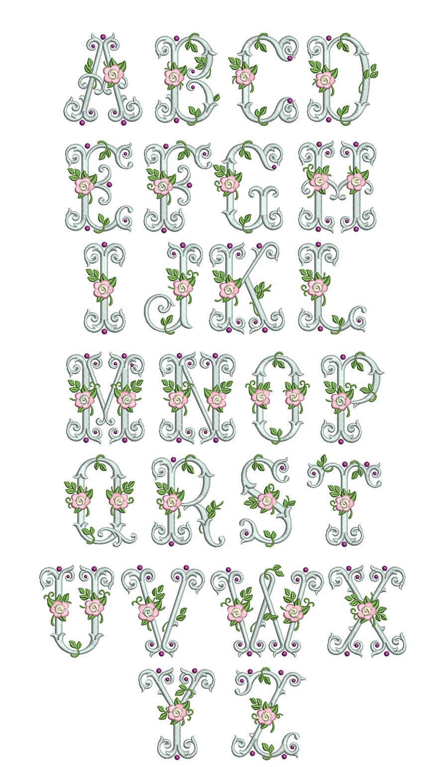 Vintage Rose Monogram Machine Embroidery Designs by JuJu