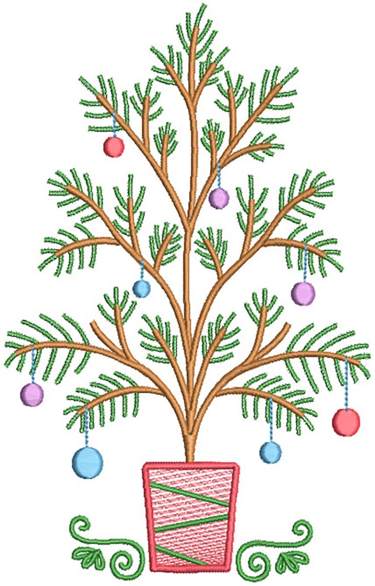 Vintage Sketch Christmas Trees Machine Embroidery Designs by JuJu