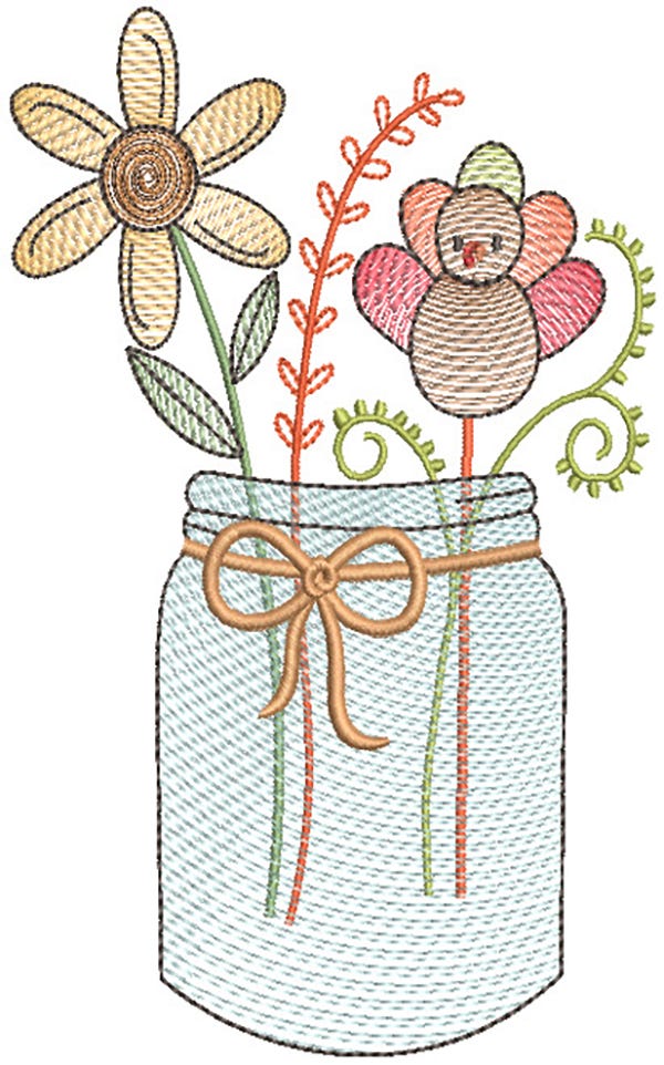 Vintage Sketch Holiday Mason Jars Machine Embroidery Designs by JuJu