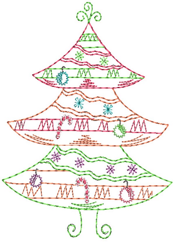 Vintage Stitch Sweet Christmas Trees Machine Embroidery Designs by JuJu