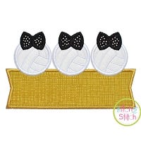 Volleyball Bow Trio Banner Applique Design | Machine Embroidery Designs by JuJu