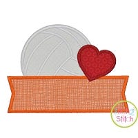 Volleyball Heart Banner Applique Design | Machine Embroidery Designs by JuJu