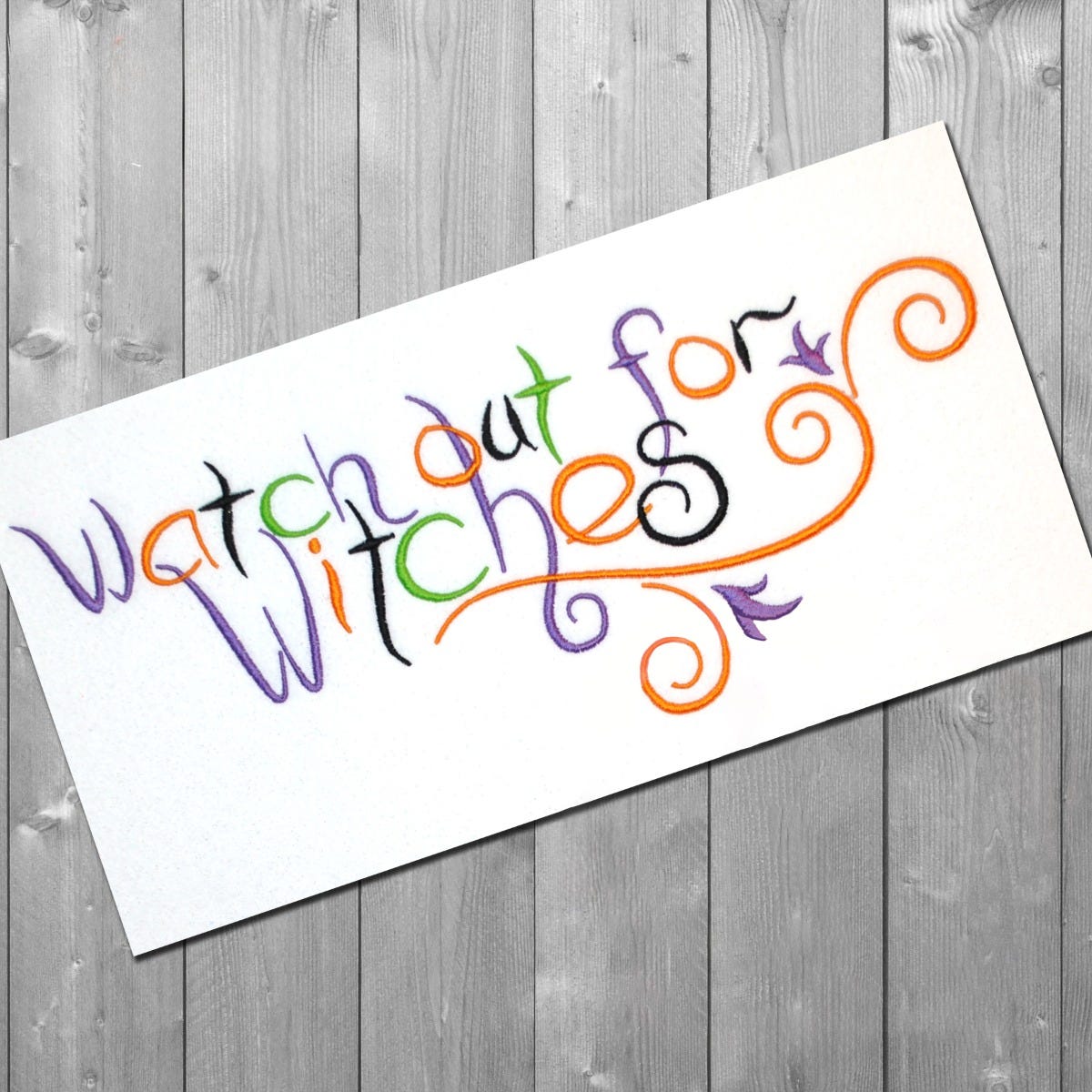 Watch Out For Witches Word Art Embroidery Design