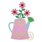 Watering Can with Flowers Applique | Machine Embroidery Designs by JuJu