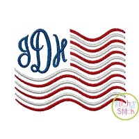 Wavy Monogram Flag Frame Embroidery | Machine Embroidery Designs by JuJu