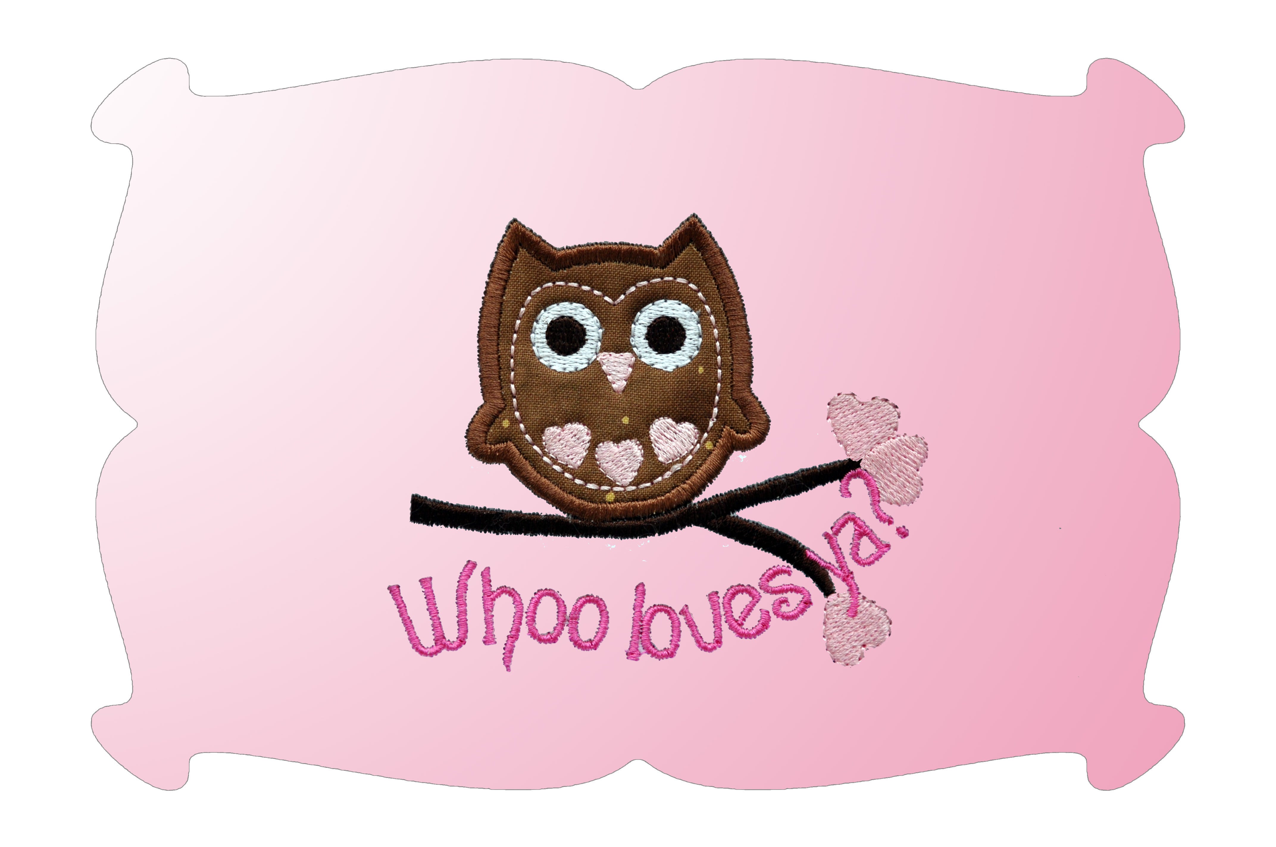 Whoo Loves Ya Owl Applique | Machine Embroidery Designs by JuJu