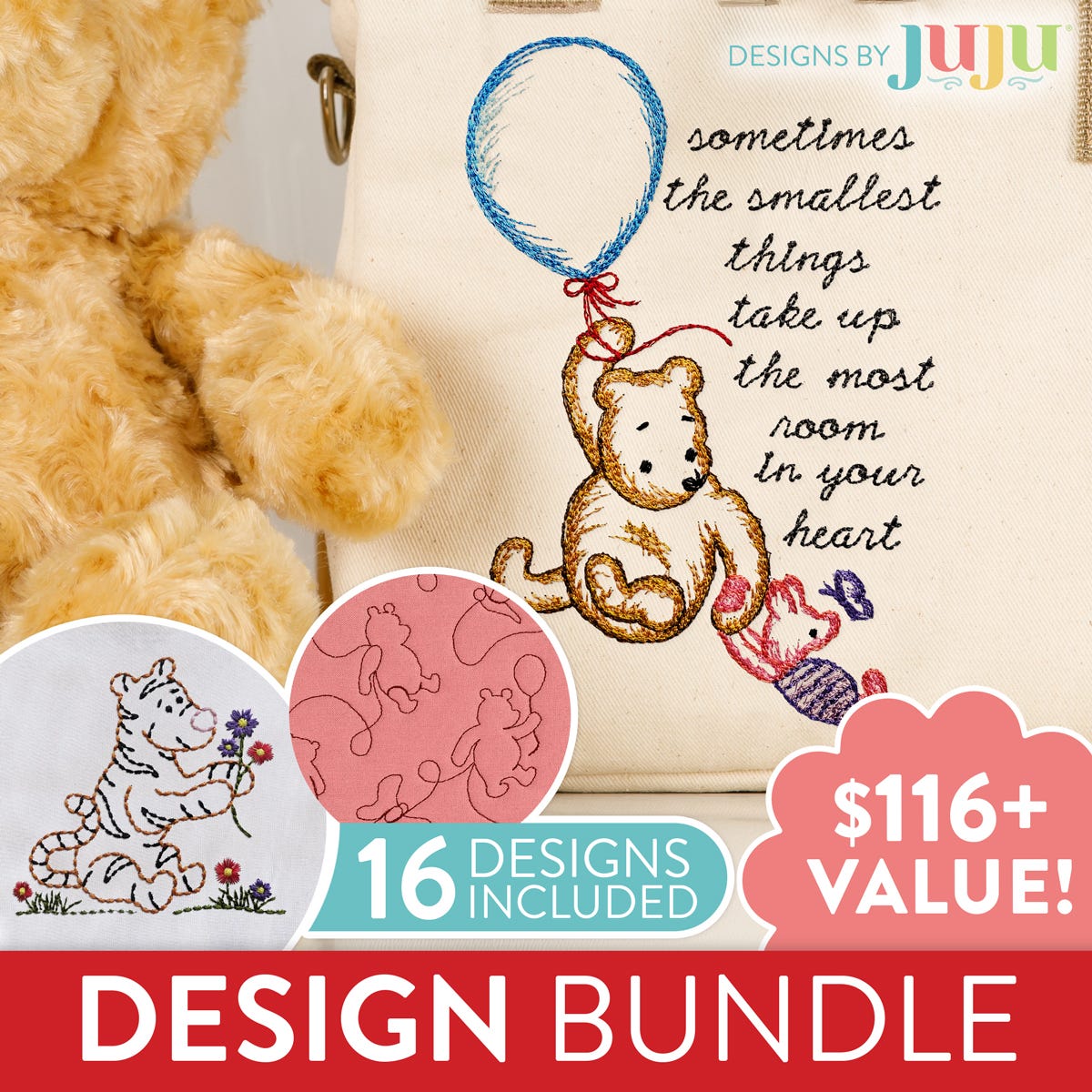 Winnie-the-Pooh Embroidery Designs and Quilting Bundle