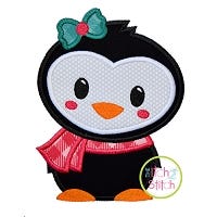 Winter Penguin2 Girl Applique | Machine Embroidery Designs by JuJu