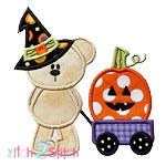 Witch Bear Wagon Applique | Machine Embroidery Designs by JuJu