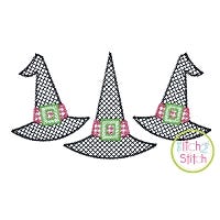 Witch Hat Trio Motif Embroidery | Machine Embroidery Designs by JuJu
