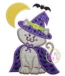 Witch Kitty Applique | Machine Embroidery Designs by JuJu