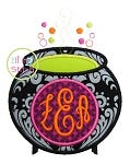 Witches Brew Monogram Applique | Machine Embroidery Designs by JuJu