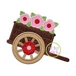 Wood Cart with Flowers Applique | Machine Embroidery Designs by JuJu