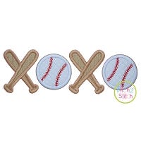 XOXO Baseball Applique | Machine Embroidery Designs by JuJu