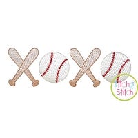 XOXO Baseball Sketch Embroidery | Machine Embroidery Designs by JuJu