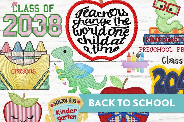 Back To School Embroidery Designs