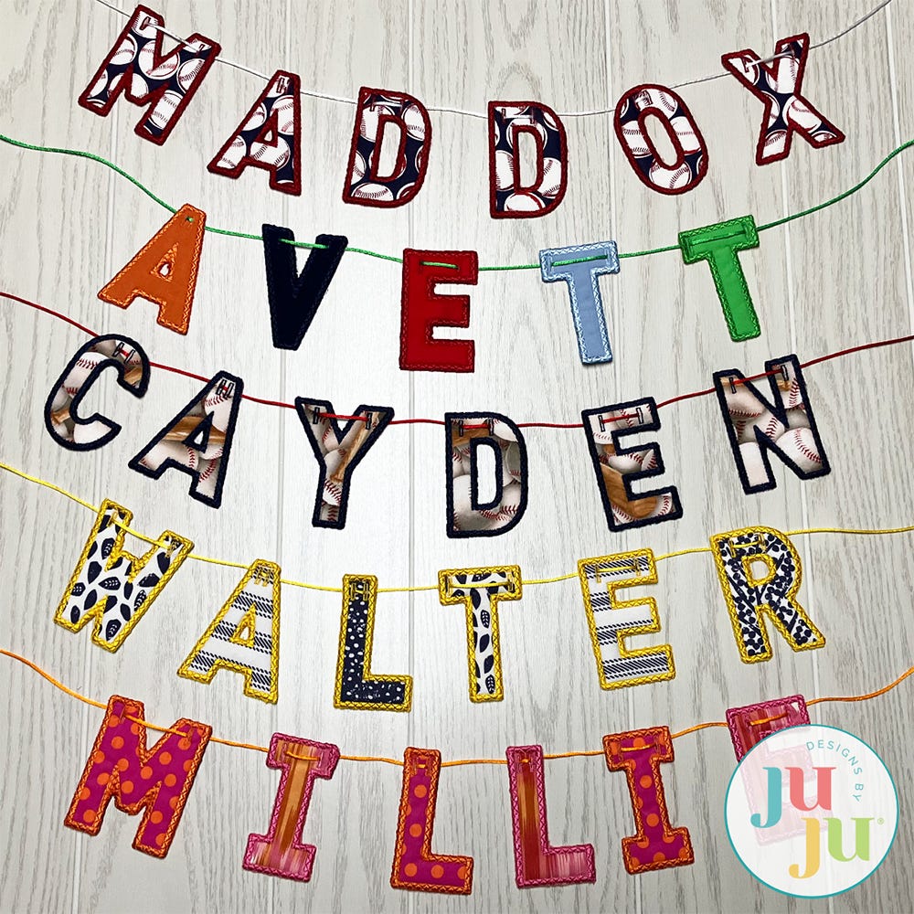 Designs by JuJu In The Hoop Freestanding Alphabet