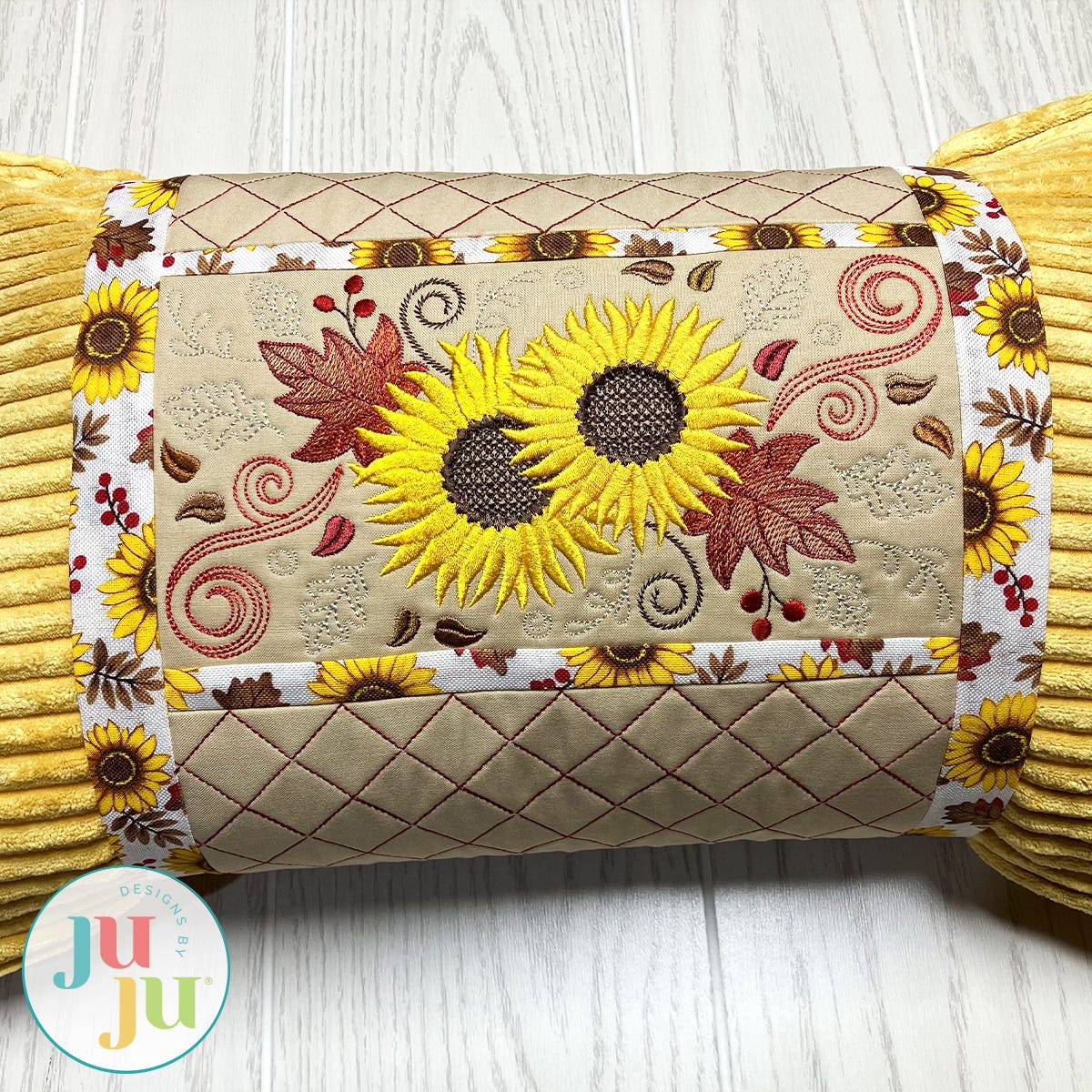 In The Hoop Autumn Floral Pillow Wrap Project