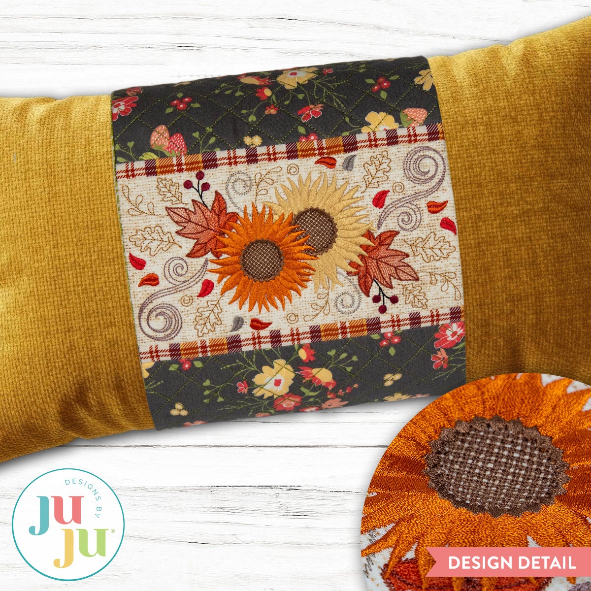 In The Hoop Autumn Floral Pillow Wrap Project