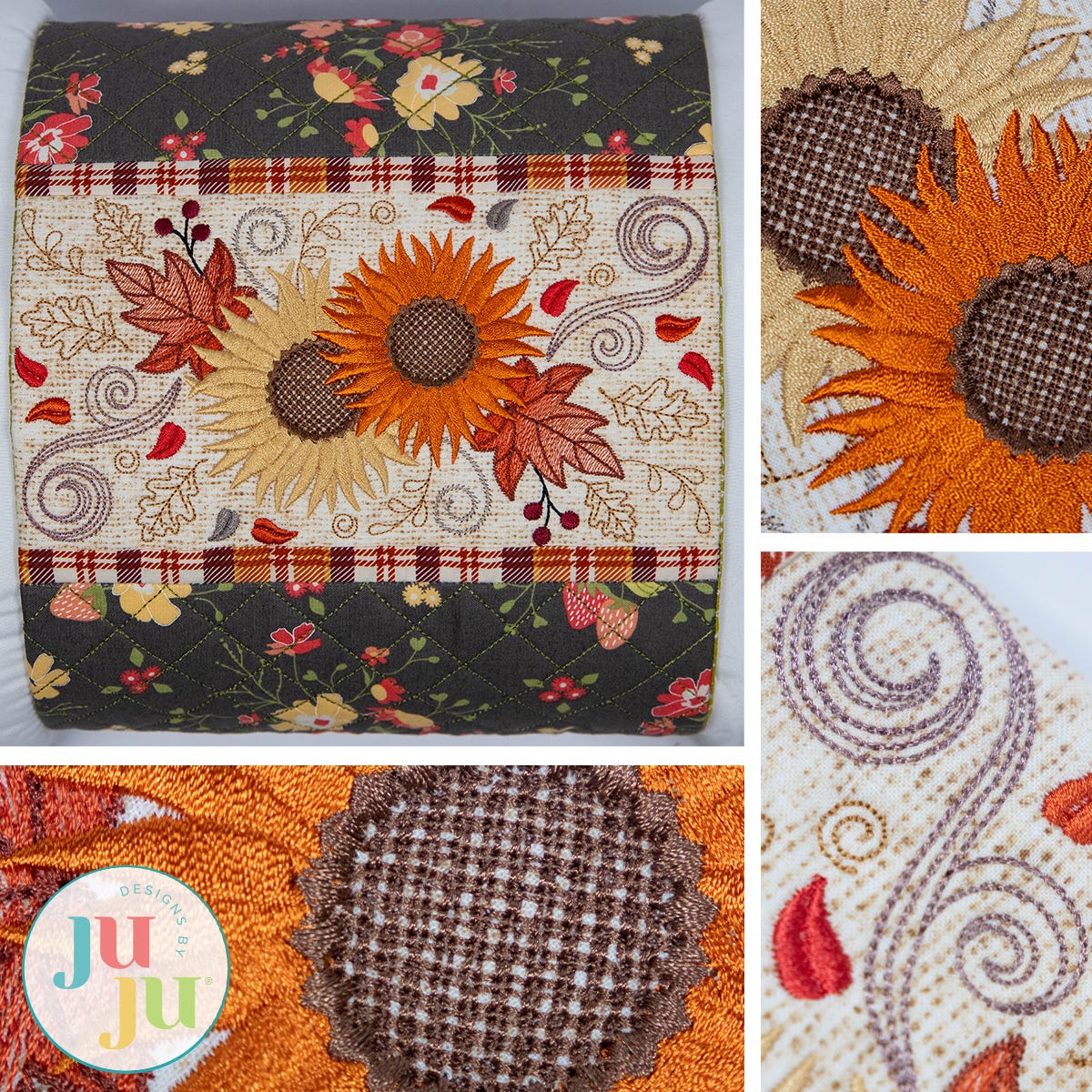 In The Hoop Autumn Floral Pillow Wrap Project