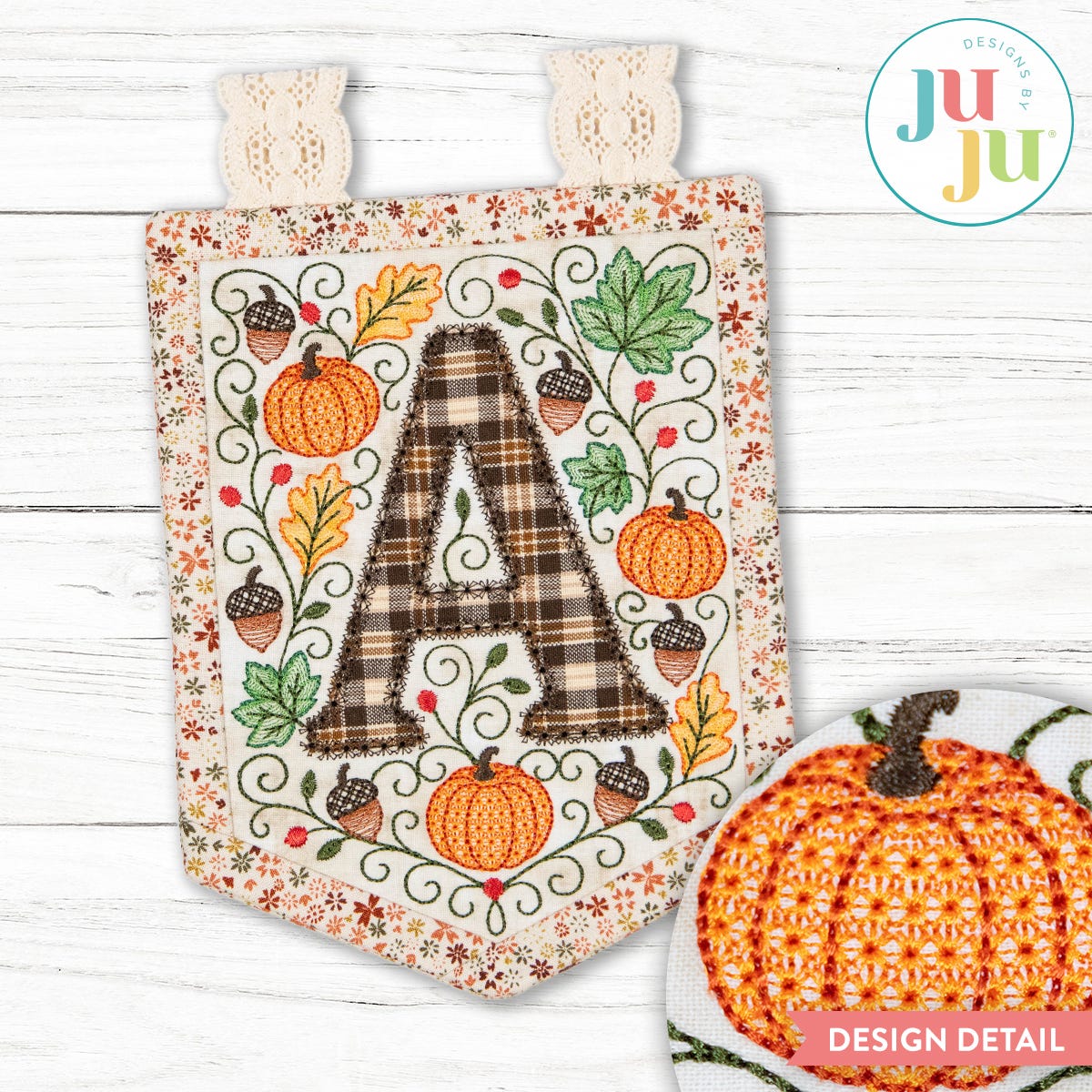 In The Hoop Elegant Autumn FALL Bunting Project