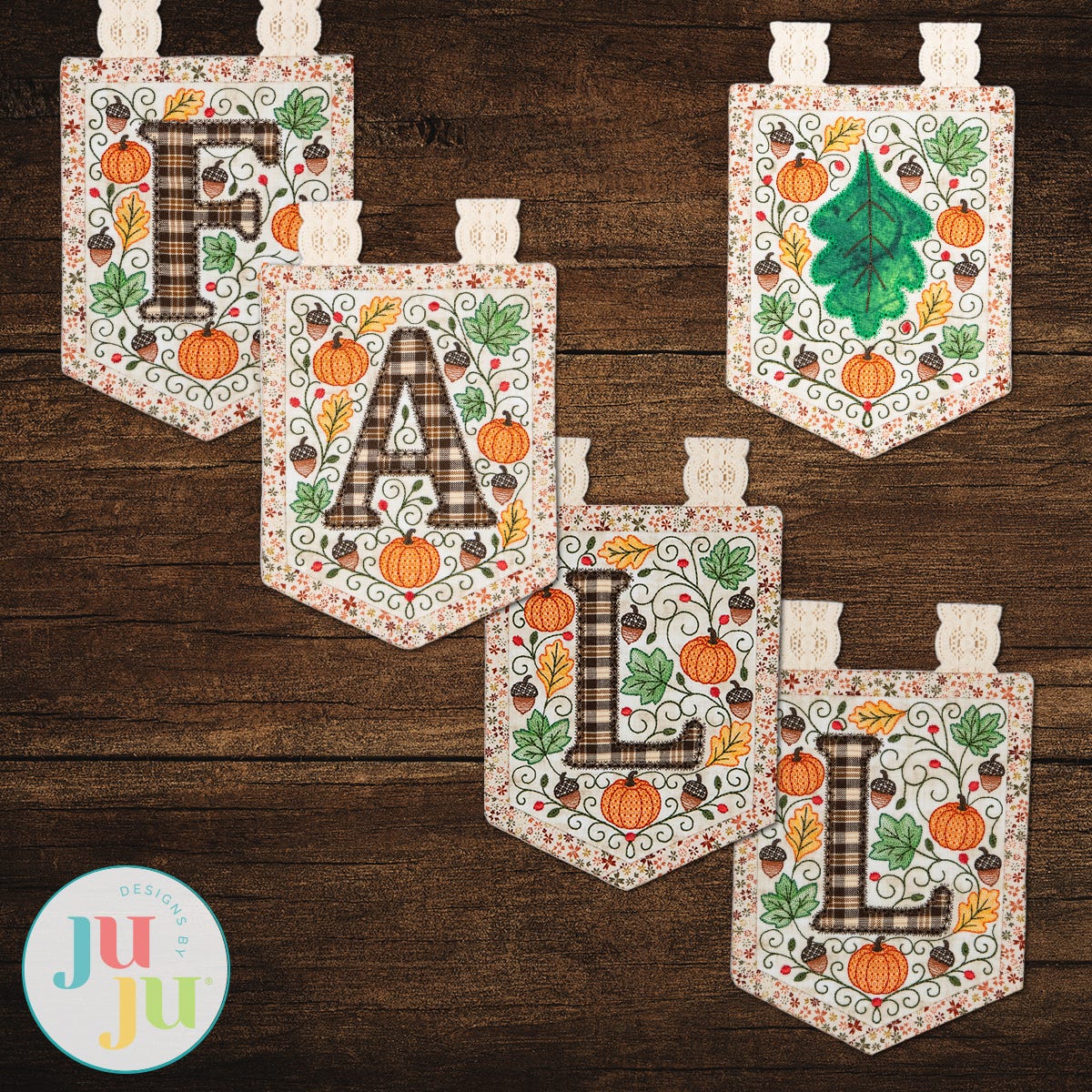 In The Hoop Elegant Autumn FALL Bunting Project