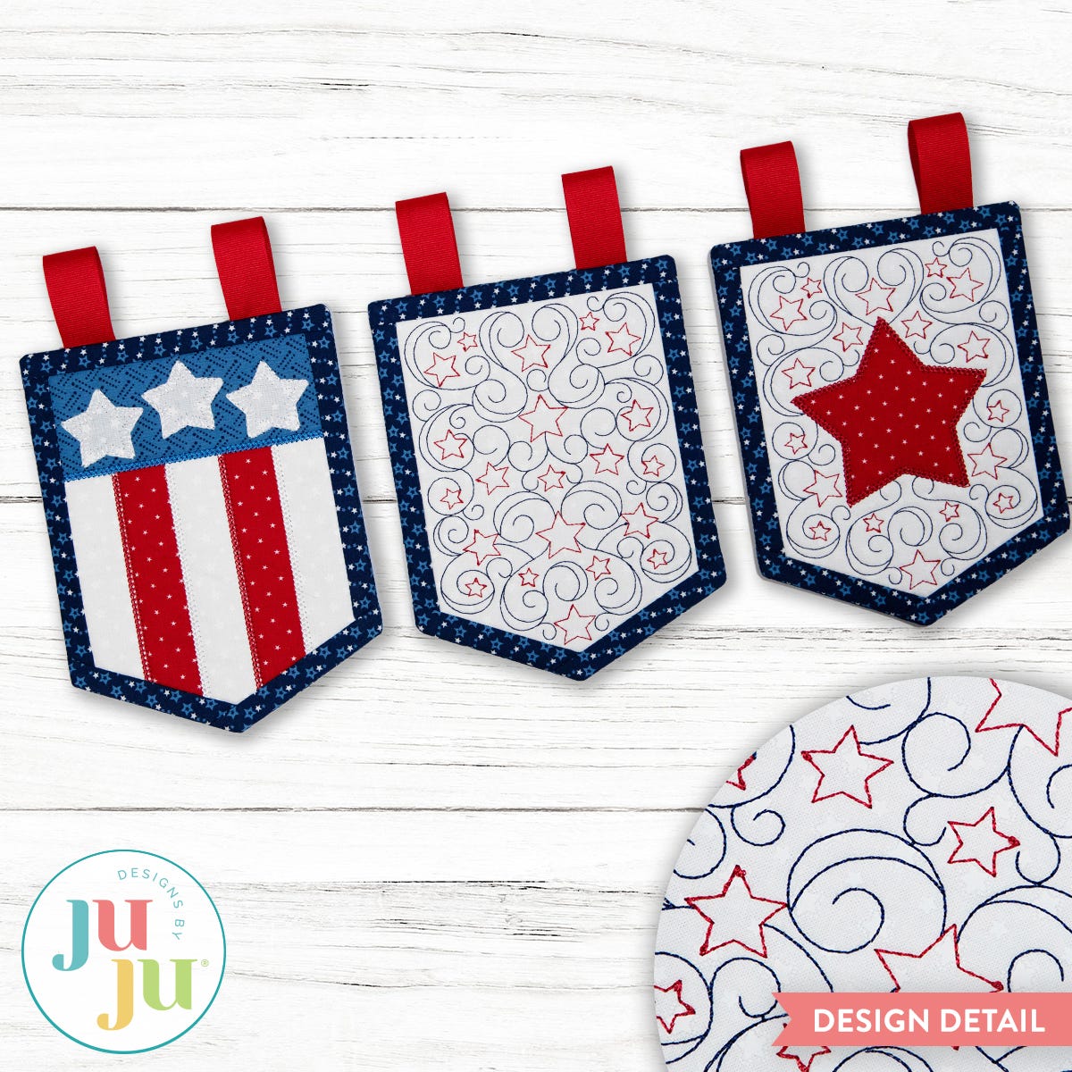 In The Hoop Elegant Patriotic Bunting Add-ons Project
