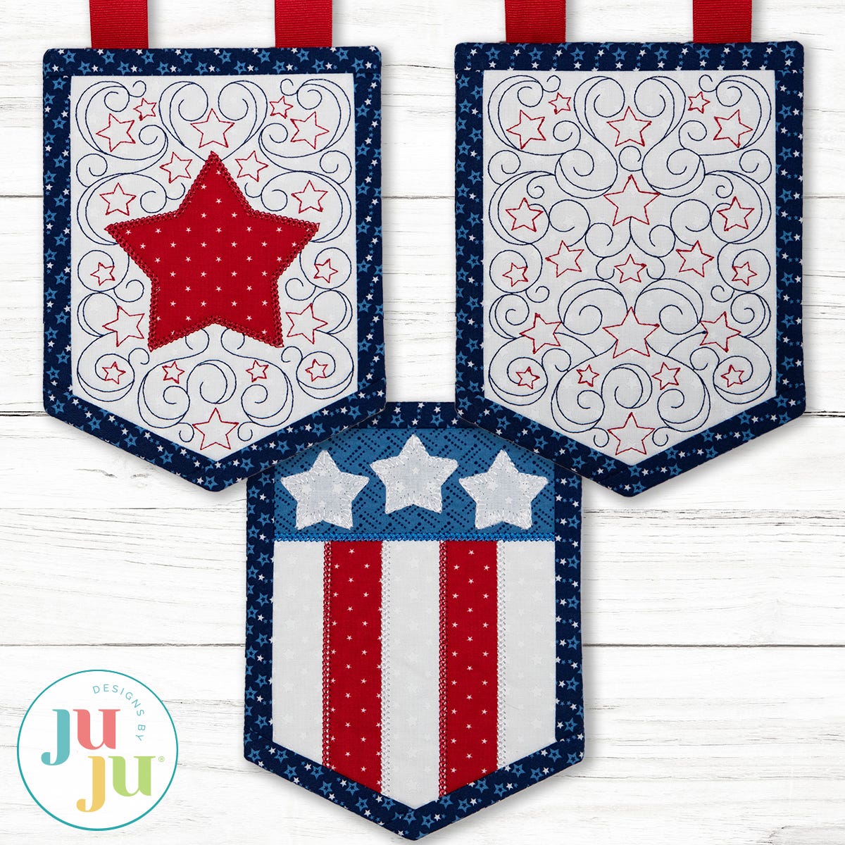 In The Hoop Elegant Patriotic Bunting Add-ons Project
