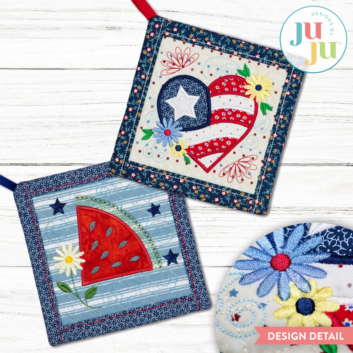 In The Hoop Patriotic Pot Holders Project