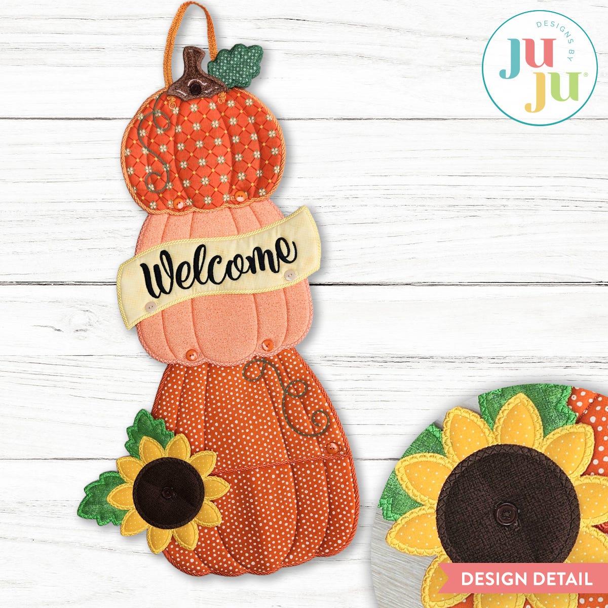 In The Hoop Stacked Pumpkins Welcome Wall Hanging Project