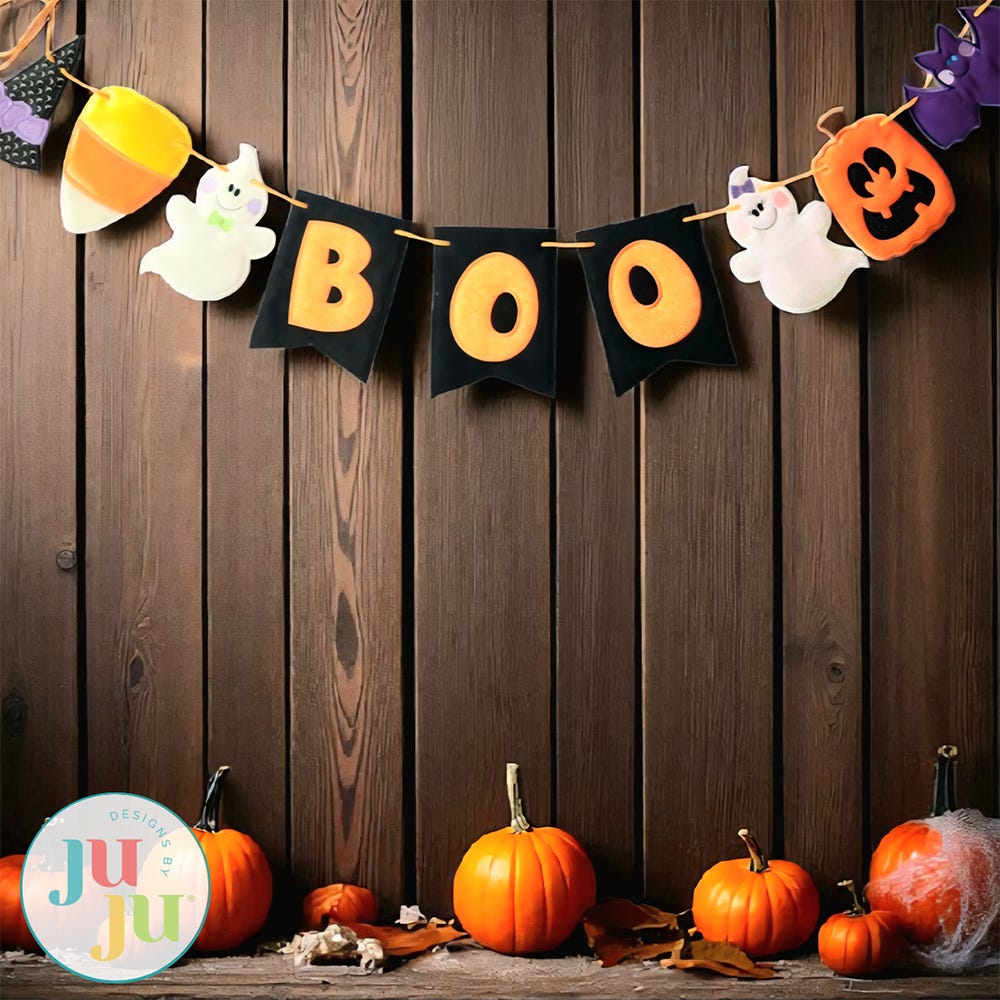 Designs by JuJu In The Hoop Halloween Bunting