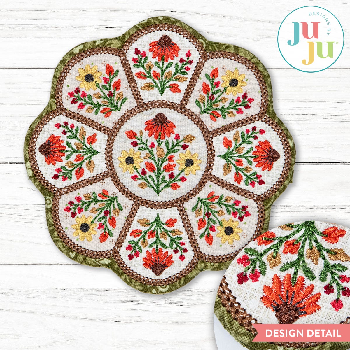 In The Hoop Fall Candle Mat Project