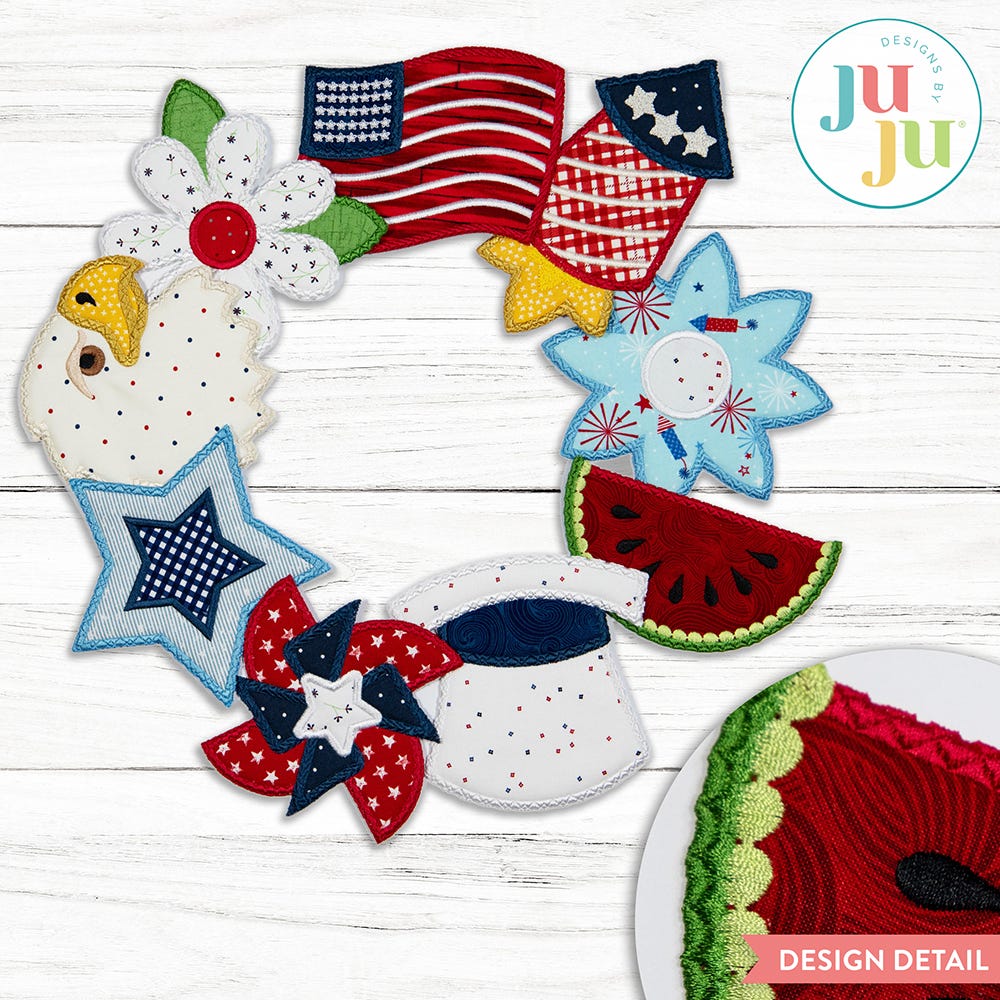 In The Hoop Patriotic Eagle Mug Rug Project