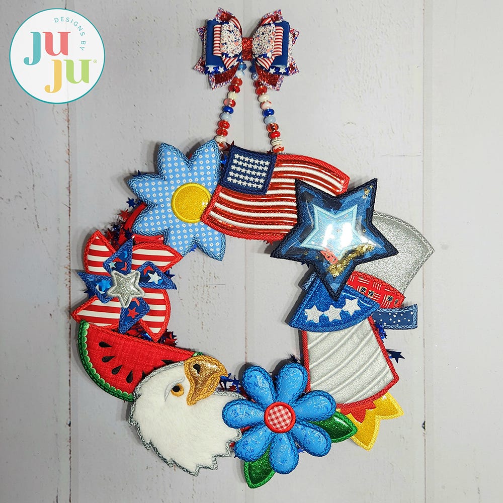 In The Hoop Patriotic Eagle Mug Rug Project