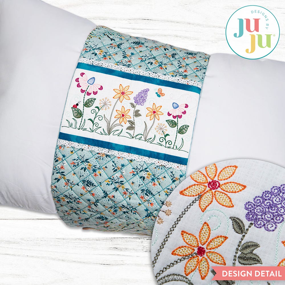  In The Hoop Spring Flowers Pillow Wrap Project