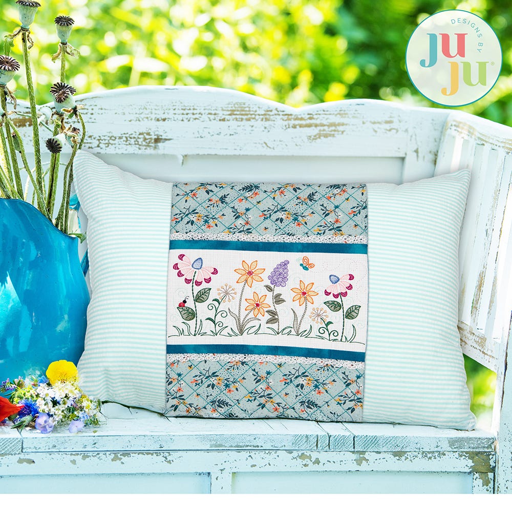  In The Hoop Spring Flowers Pillow Wrap Project