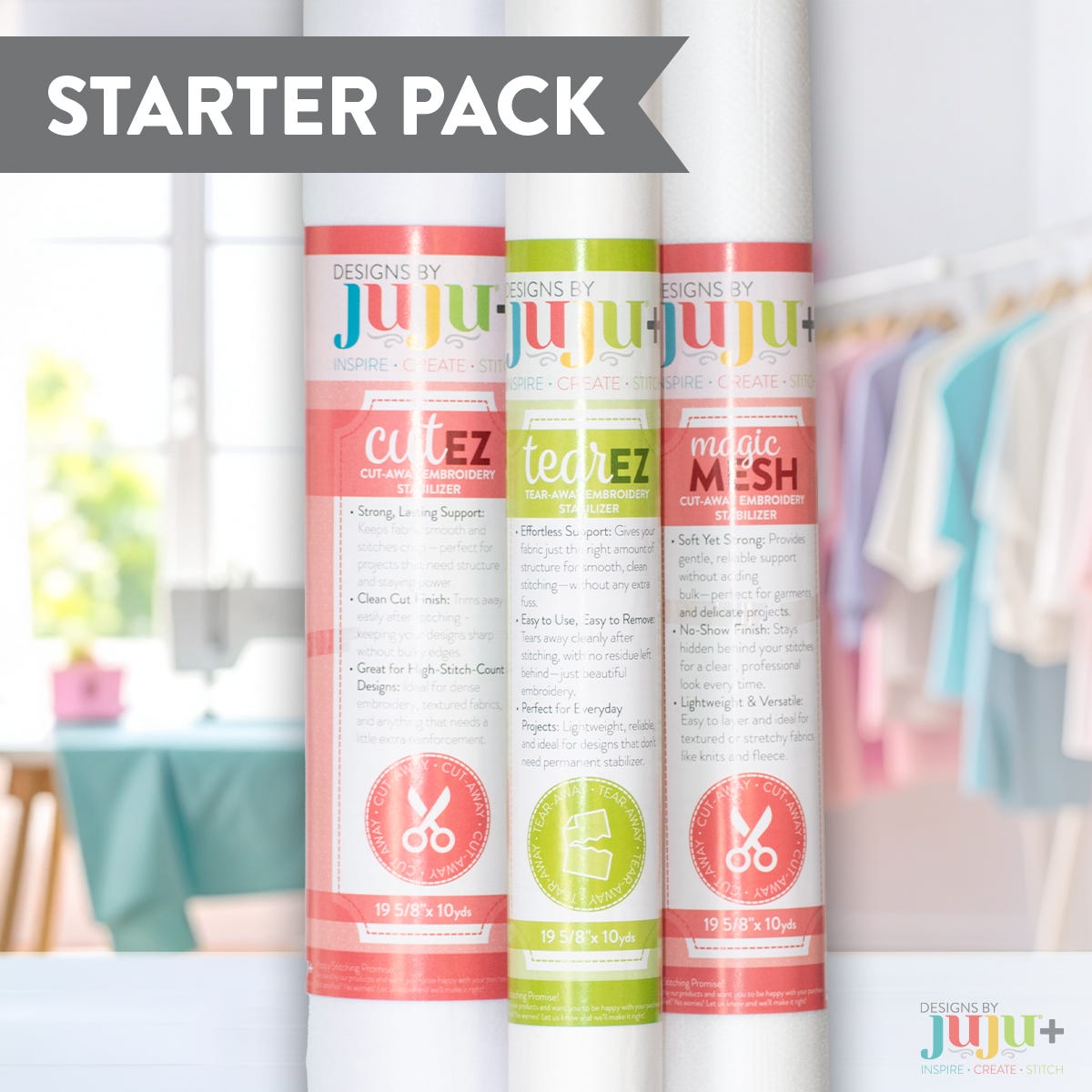 Designs by JuJu+ Roll Bundle Stabilizer for Embroidery