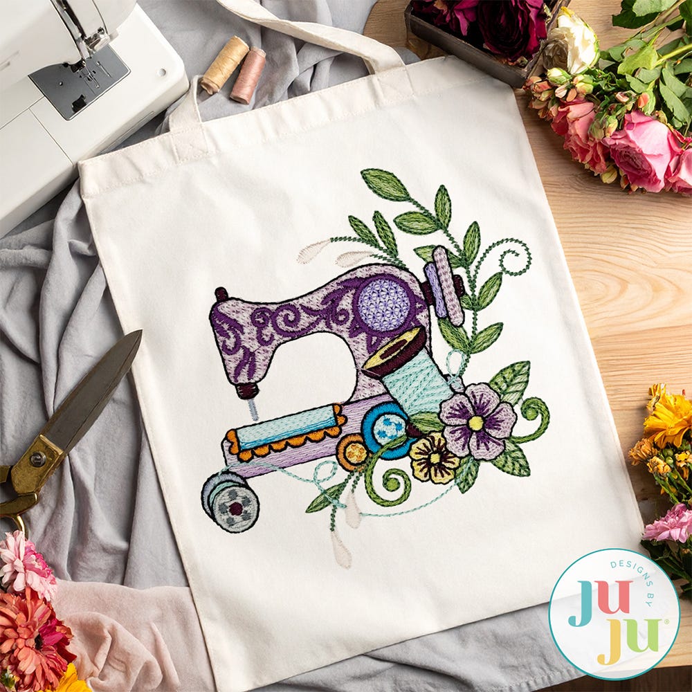 Floral Sewing Machines 2 Embroidery Set