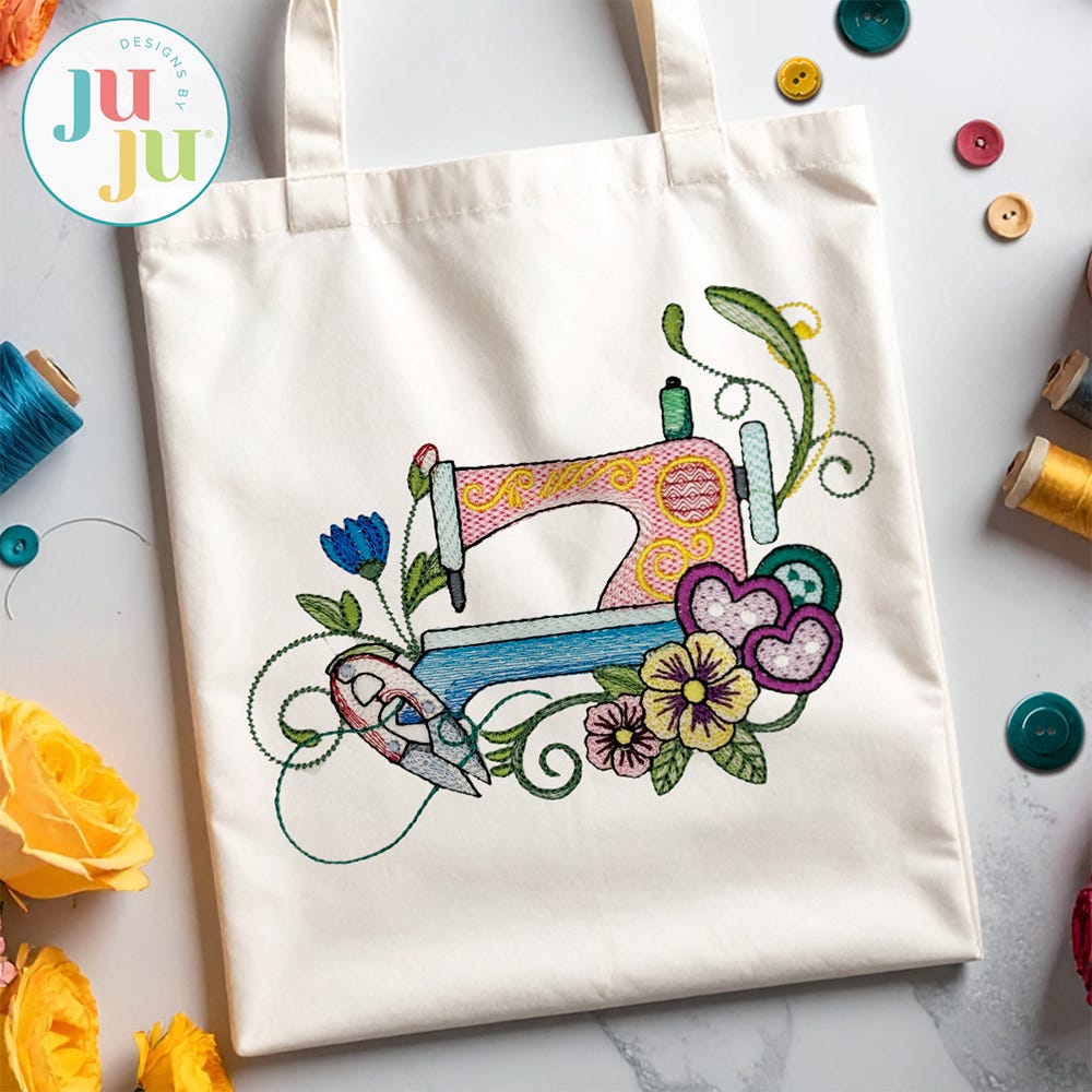 Floral Sewing Machines 2 Embroidery Set