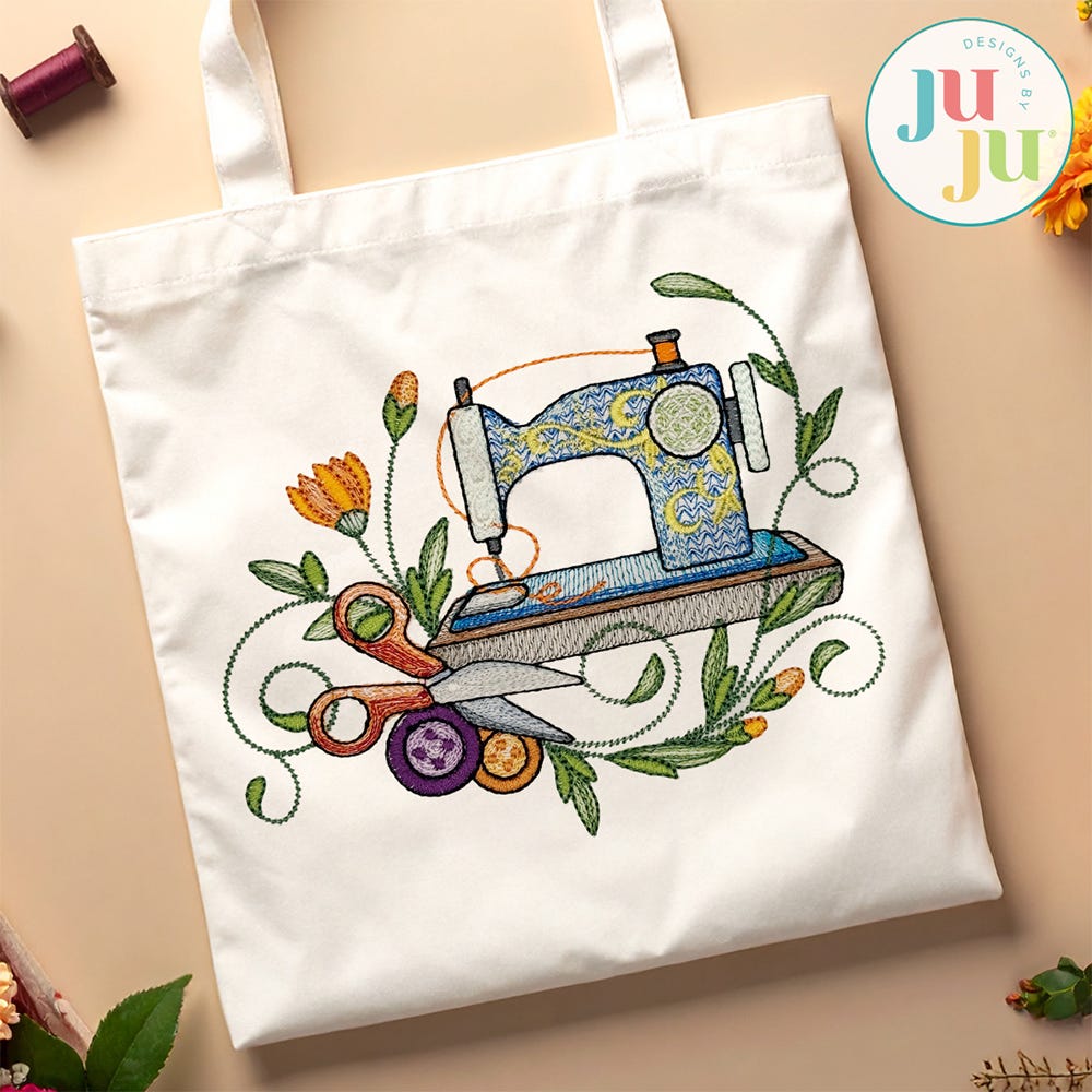 Floral Sewing Machines 2 Embroidery Set