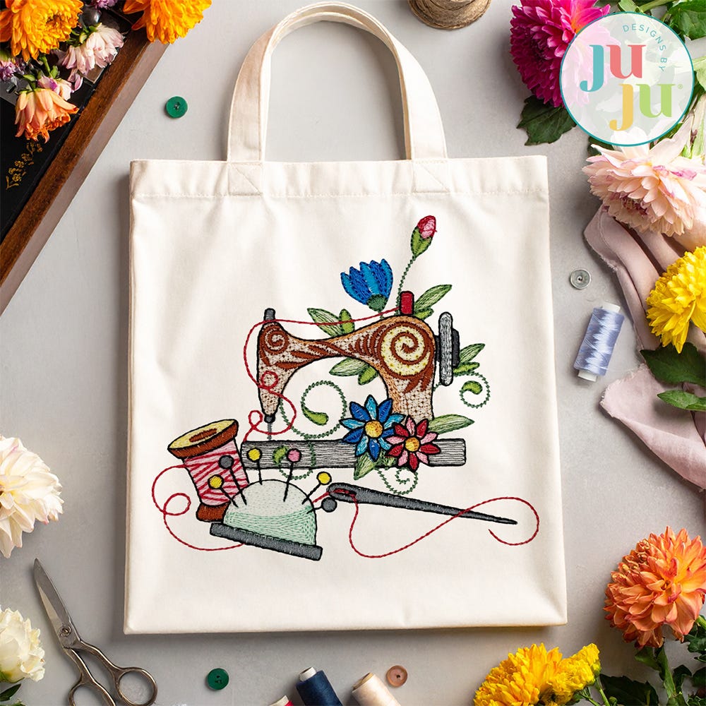 Floral Sewing Machines 2 Embroidery Set