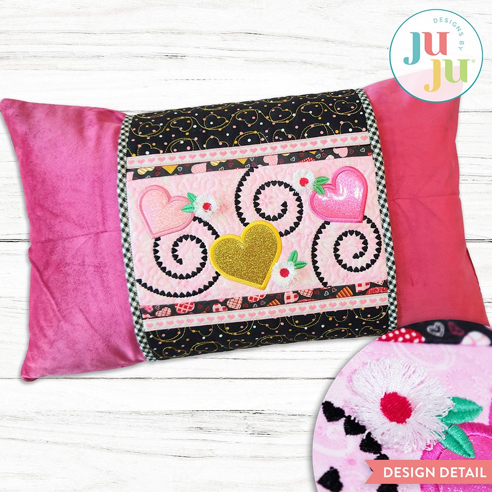 In The Hoop Heart Pillow Wrap Project