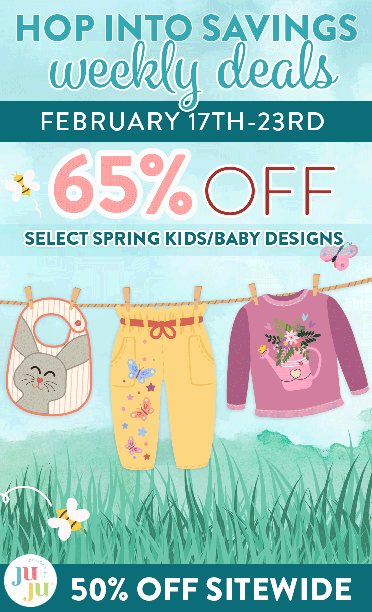 Hop Into Savings Weekly Deals! 65% Off Select Kids/Family Designs. Shop Now Feb 17 - Feb 23. 50% Off Site wide