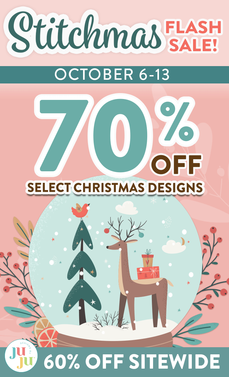 Stitchmas Flash Sale  Oct 6 - Oct 13. 70% OFF Select Christmas Designs. Shop Now. 60% Off Our Entire Site!