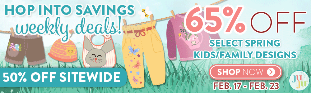 Hop Into Savings Weekly Deals! 65% Off Select Kids/Family Designs. Shop Now Feb 17 - Feb 23. 50% Off Site wide