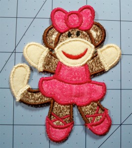 Freestanding Applique Sock Monkey