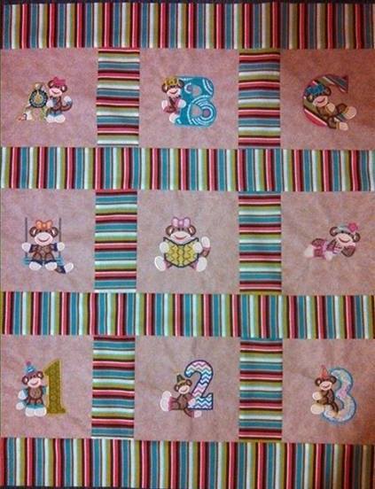 Customer Project: Donna Glodo-Dalton - Sock Monkey Number Qulit