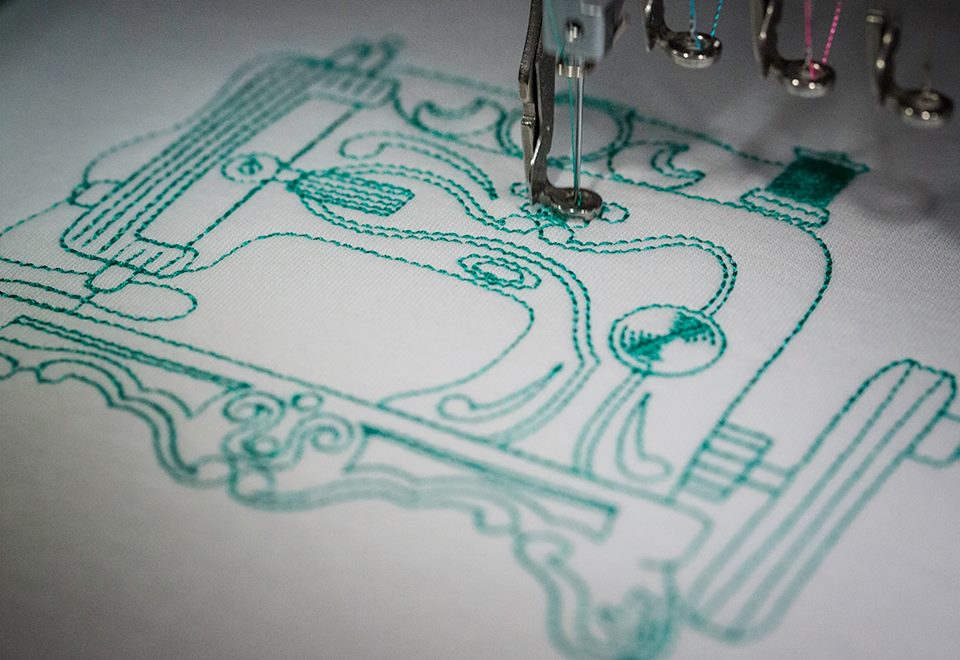 on-machine-blue-thread